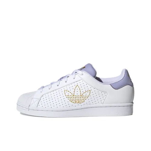 Adidas Originals Superstar Series Skateboard Shoes Women's Low-Top White/Purple/Gold