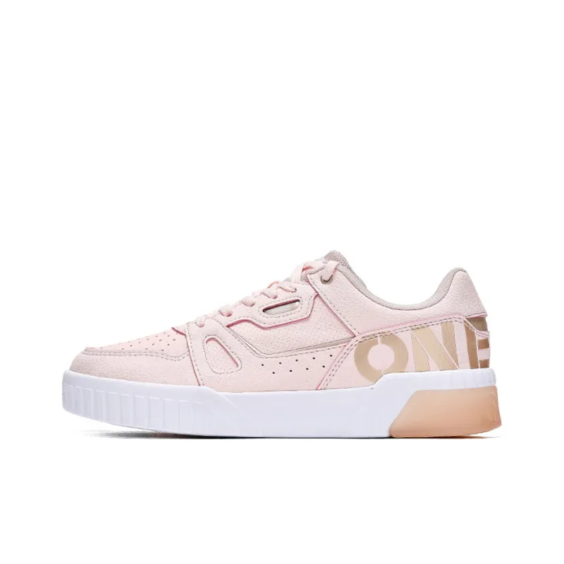 361° Abrasion Resistant Breathable Low Top Skateboard Shoes Women's Pink Gold-0