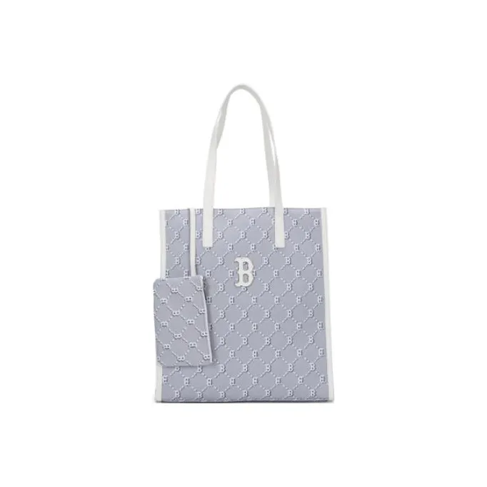 MLB Monogram Collection Fabric Combo Bag Tote Bag Shopping Bag Shoulder Bag Handbag Regular Unisex Gray White-1