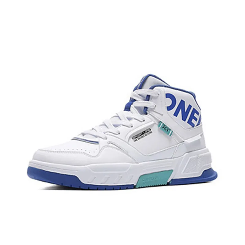 361° Mecha Domination Anti Slip Wear Resistant High Top Skateboard Shoes White Blue-2
