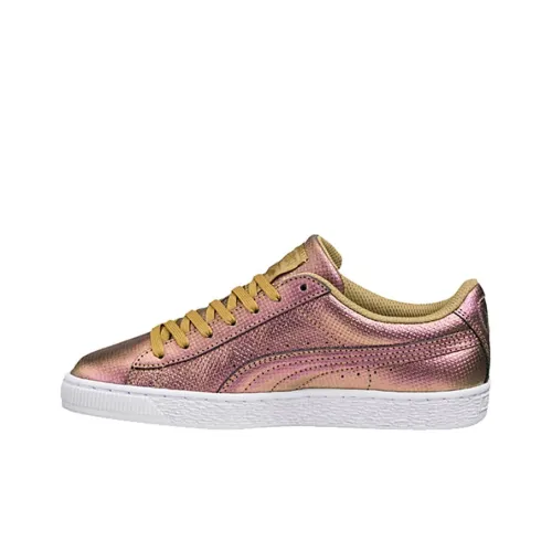 PUMA Basket Skateboard Shoes Women's Low-Top Gold