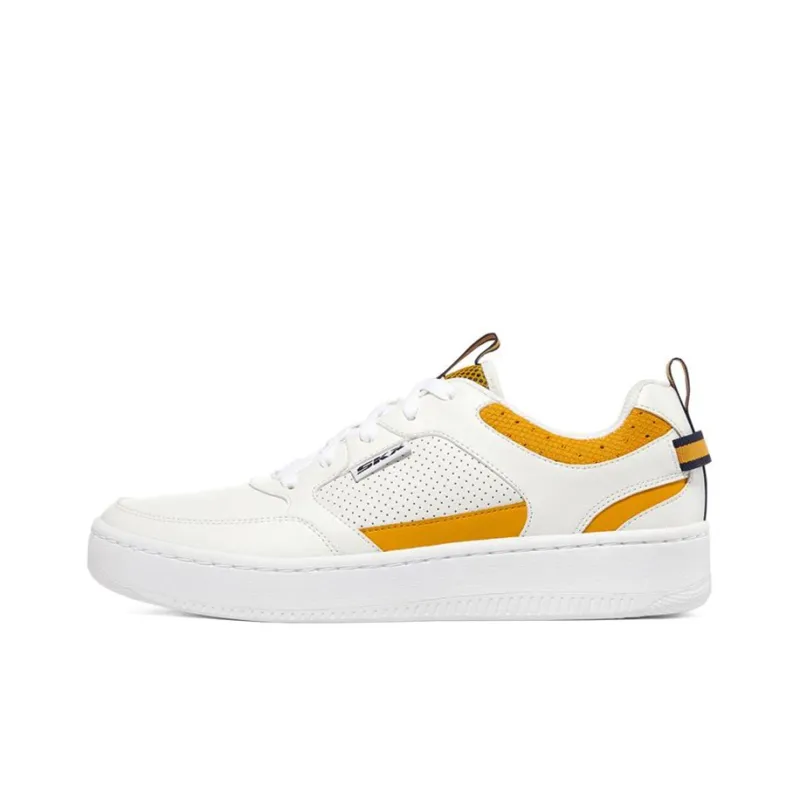Skechers Sport Court 92 Anti Slip Wear Resistant Low Top Skateboard Shoes Men's White Yellow-0