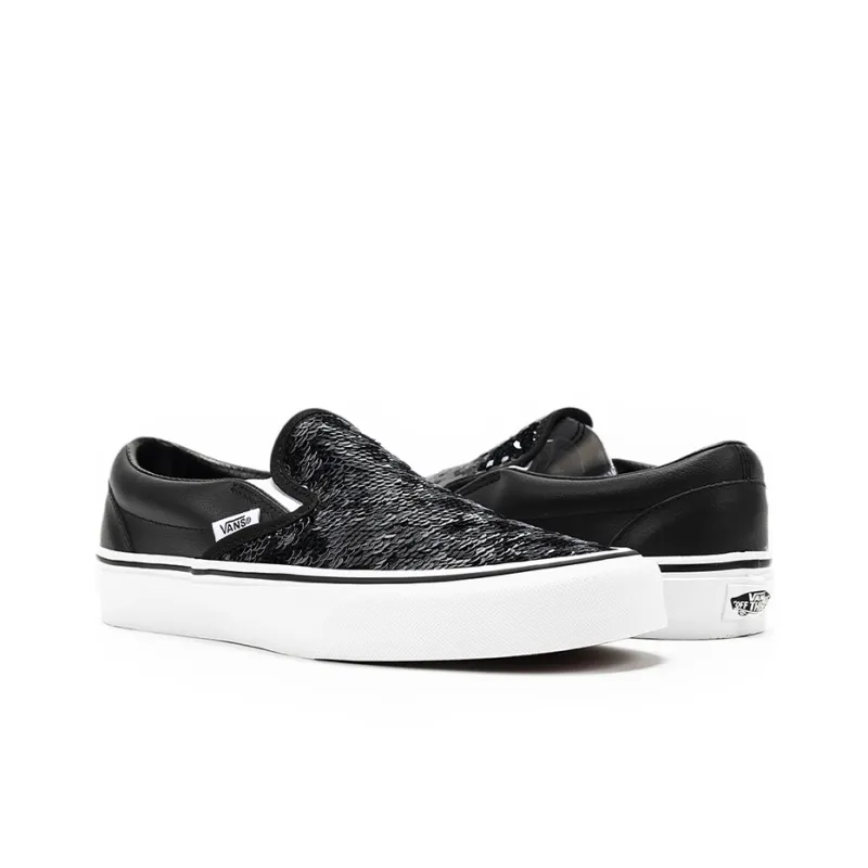 Vans Women's Classic Slip On 'Flipping Sequins Black Checkerboard'-3