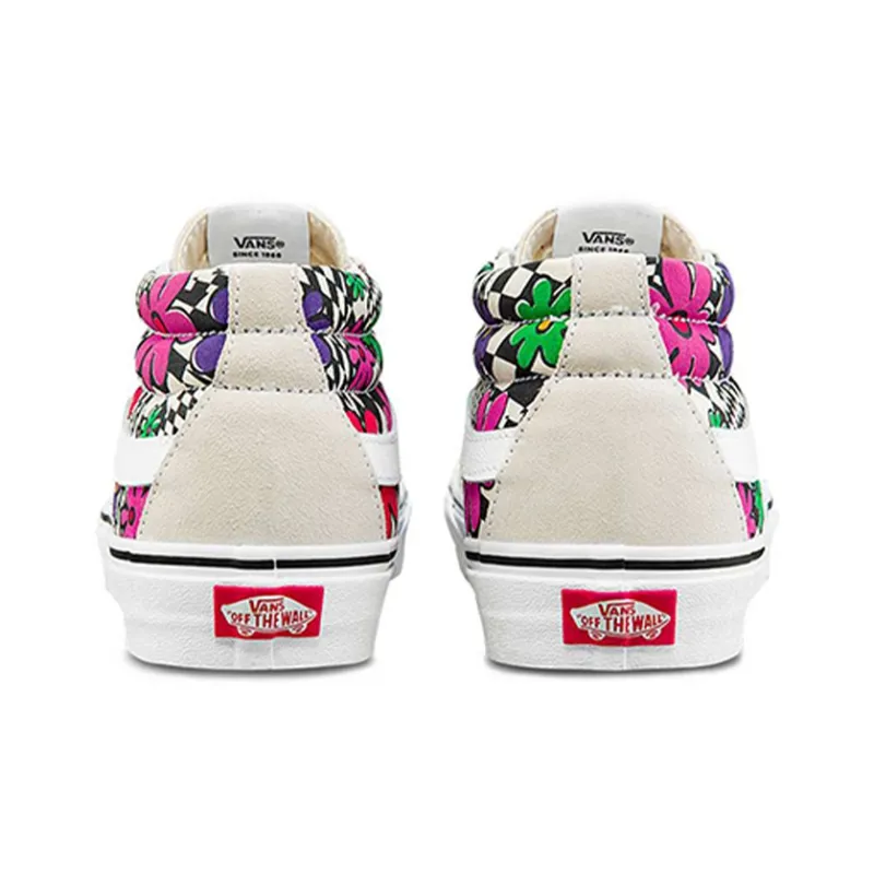 Vans SK8 Mid Flower Plaid White/Grey Women's-4