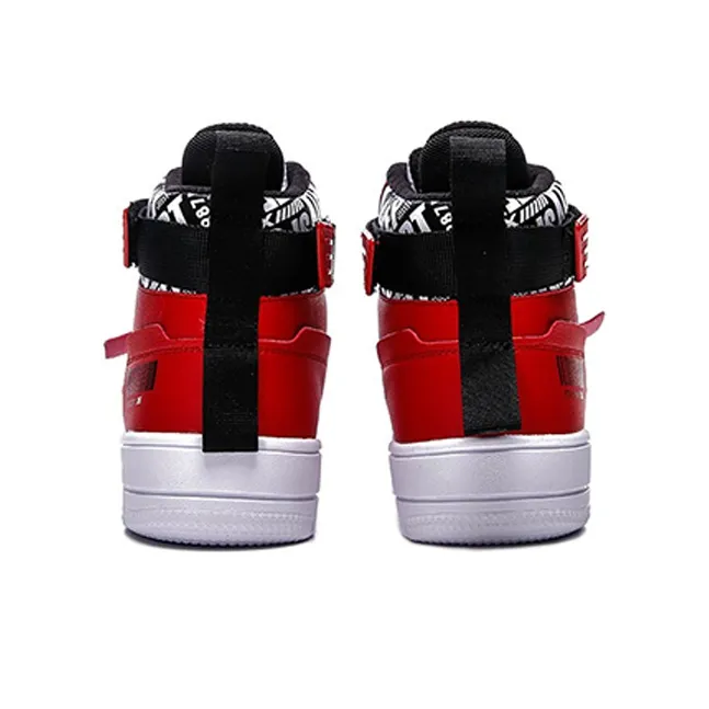 XTEP Wear Resistant High Top Skateboard Shoes Men's White Red Black-3