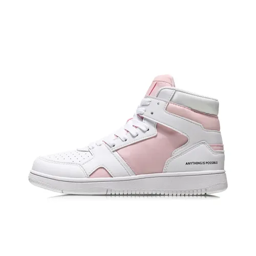 LINING Skateboard Shoes Women's High-Top Pink/White