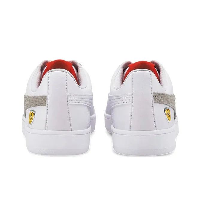 PUMA Ferrari Race Court Legend Anti-Slip And Wear-Resistant Lightweight Low-Top Skateboard Shoes Men's White Gray Red-3