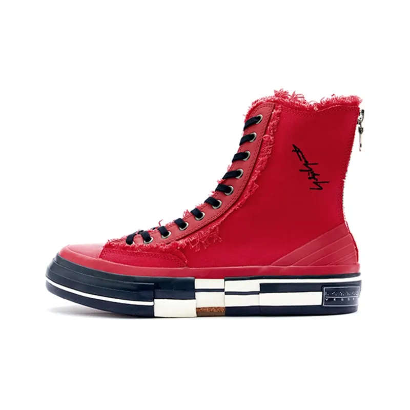 G.O.P. x VESSEL Highs For Yohji Yamamoto Collaboration High Top Skateboard Shoes Unisex Red-0