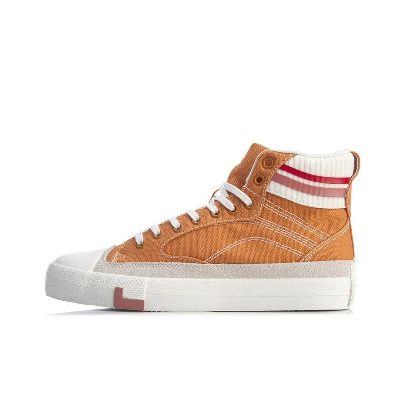 LINING Skateboard Shoes Women's High-Top Dark Khaki/White-0