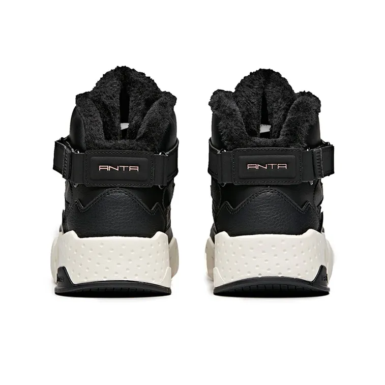 Anta Life Collection High Top Skateboard Shoes Women's Black White-3