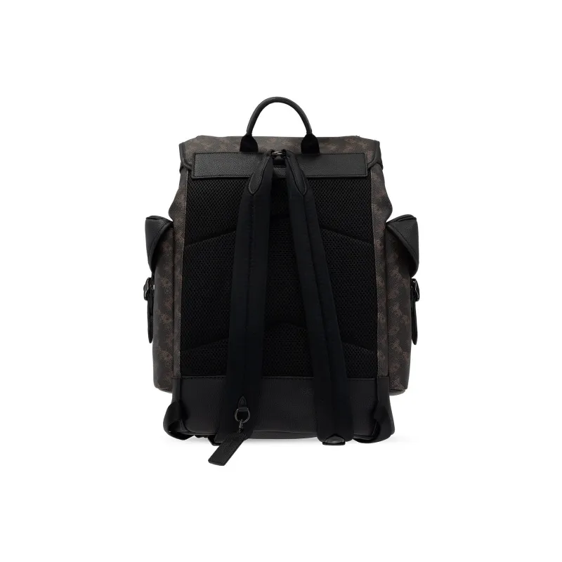 COACH Hitch Leather Backpack Large Size Men's Black & Brown-2