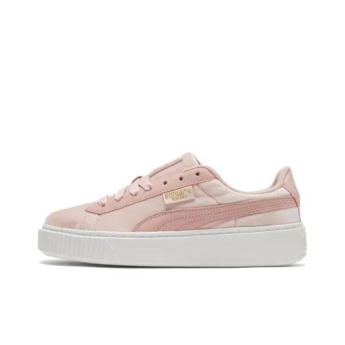 PUMA Platform Skateboard Shoes Women's Low-Top Pink/White