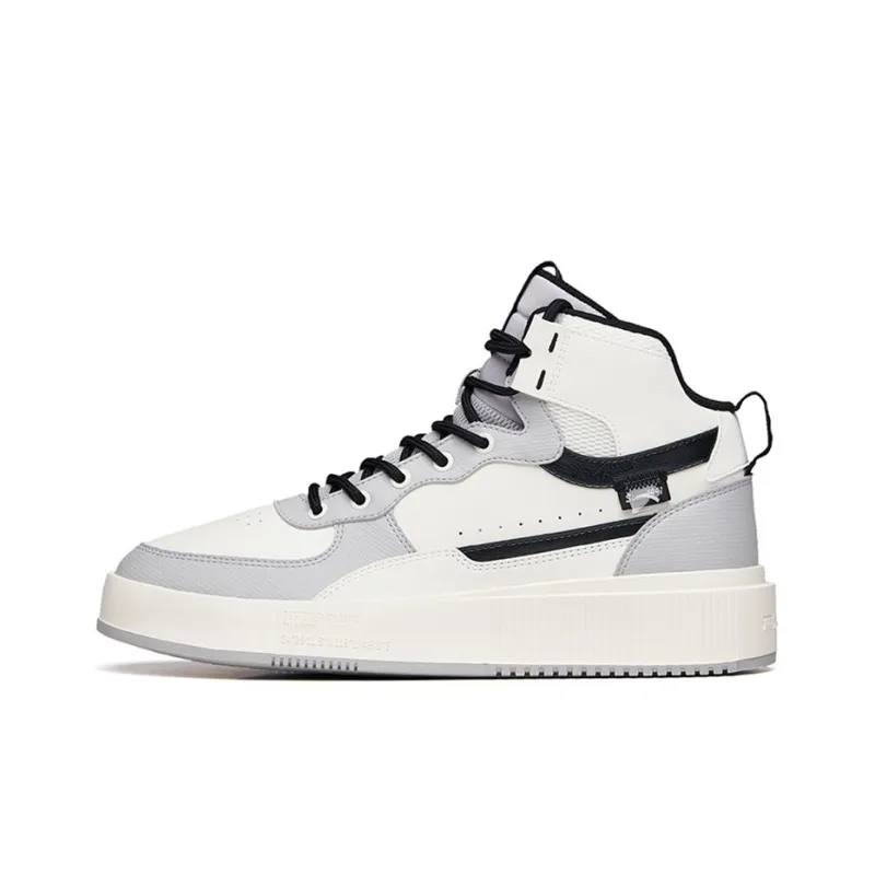 Anta Anti Slip Wear Resistant High Top Skateboard Shoes Men's White Gray-0