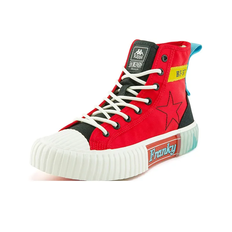 HAIZEIWANG x Kappa One Piece Wear Resistant High Top Skateboard Shoes Unisex Tang Red-2