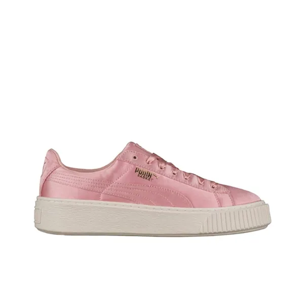 PUMA Basket Platform Satin Pink Lace Up 'Pink' Women's-1