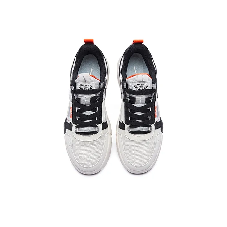 Erke Peerless Master Cushioned Slip Resistant Low Top Skateboard Shoes Men's White Black-2