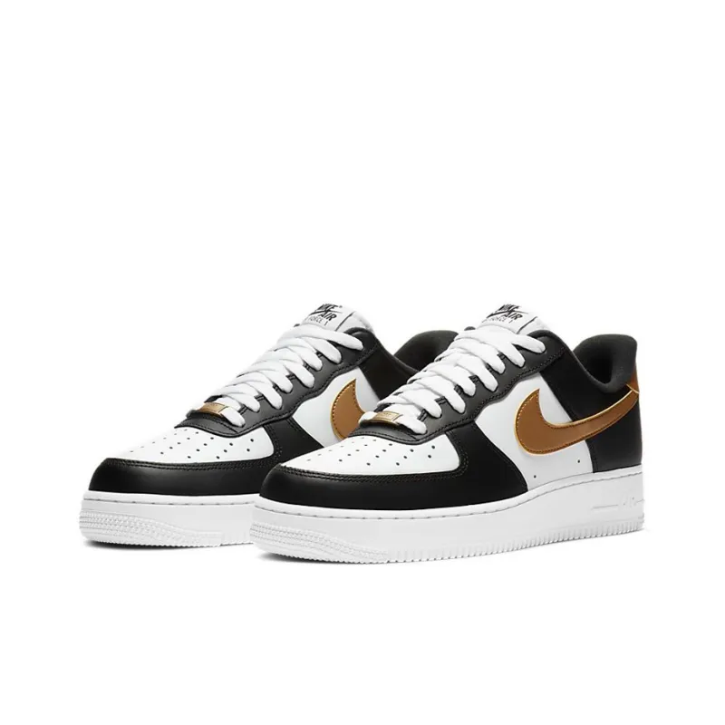 Nike Air Force 1 Low Black White Metallic Gold-2