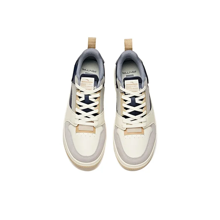 Anta Slip Resistant Shock Absorbers With Abrasion Resistant Properties Low Top Skateboard Shoes Men's Gray White Blue-3