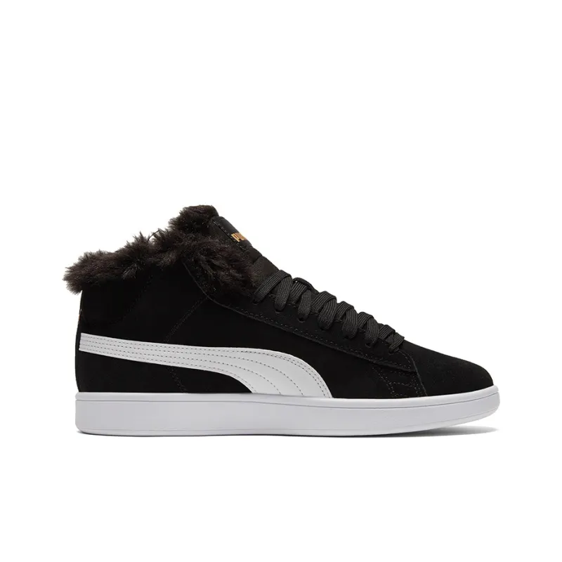 PUMA Smash V2 Plus Fleece Mid Top Sneakers Black Women's-1