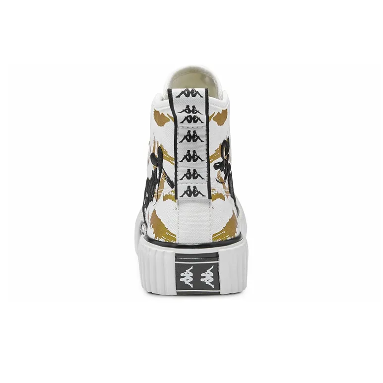 Kappa High Top Skateboard Shoes Unisex White Gold-5