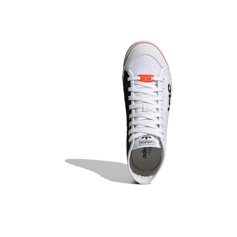 Adidas Originals NIZZA Platform Mid Slip Resistant High Top Skateboard Shoes Women's White Black Orange-4