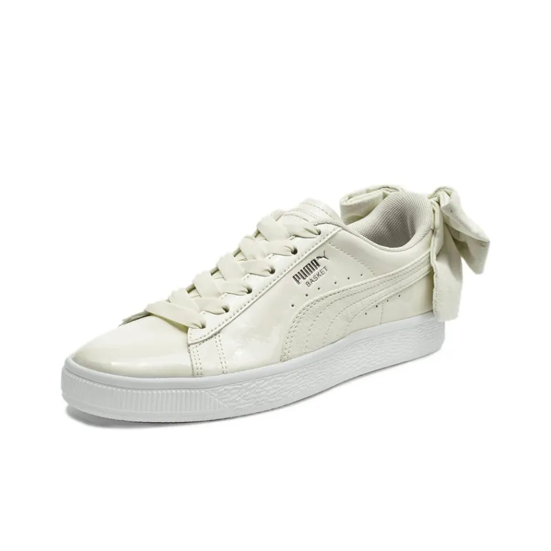 PUMA Basket Suede Bow Leisure Board Shoes Creamy/White Women's-2