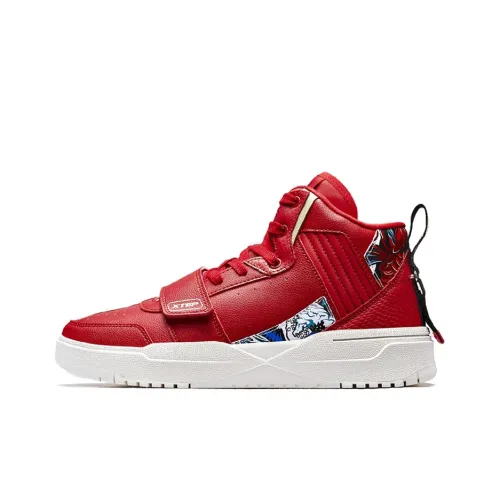 XTEP Skateboard Shoes Men High Top Red