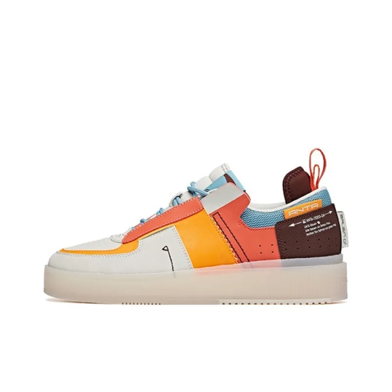 Anta Slip Resistant Cushioning Abrasion Resistant Lightweight Low Top Skateboard Shoes Men's Caramel Orange Gray-0