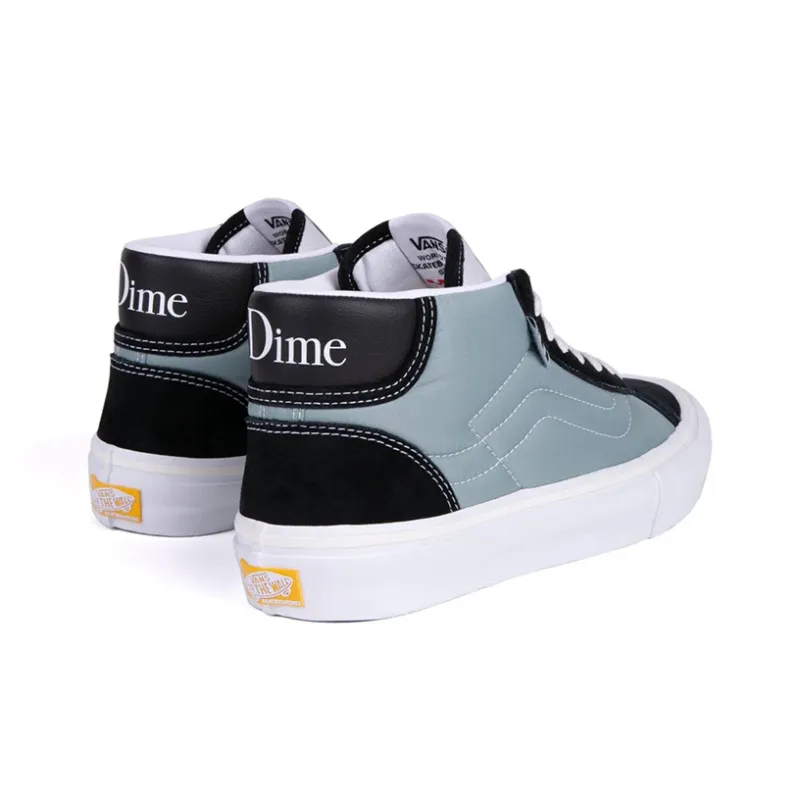 Vans Mid Skool Cushioned Wear-Resistant Lightweight Breathable Mid-Top Skateboard Shoes Unisex Blue Black-3