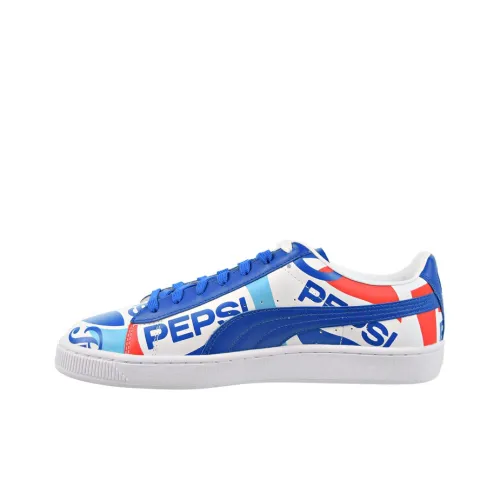 Pepsi X PUMA Basket Skateboard Shoes Men Low-Top White/Blue/Red