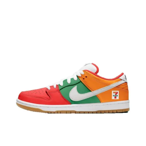 7 Eleven x Nike Dunk SB Low Top Skateboard Shoes Unisex Red Green Orange