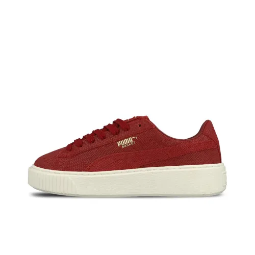 PUMA Platform Skateboard Shoes Women's Low-Top Red/White