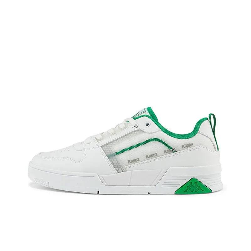 Kappa Anti-Slip Wear-Resistant Low-Top Skateboard Shoes Unisex White Green-0