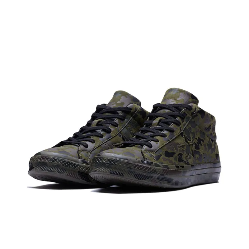 Converse One Star Retro Mid Tops Skateboarding Shoes Unisex Camouflage Green-2