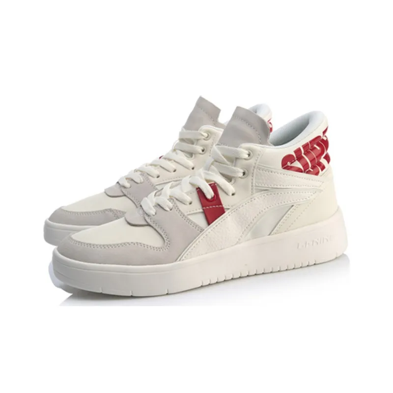 LiNing Wave Superwave Hi Anti Slip And Wear Resistant Lightweight Mid Top Skateboard Shoes Men's White Red-2