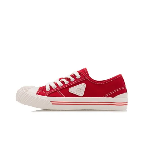 LINING Cookie Skateboard Shoes Women's Low-Top Red/White