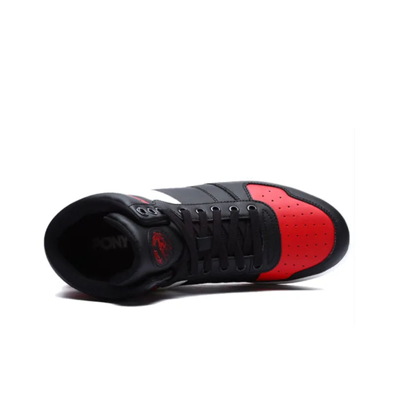Pony Skateboard Shoes Unisex Mid Top Black Red-4
