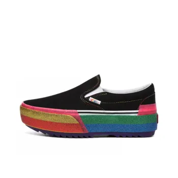 Slip On Classic Vans Stacked Platform 'Glitter Black Rainbow'