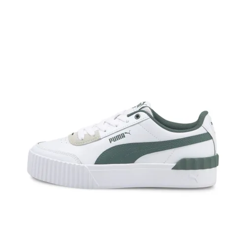 PUMA Carina Lift Non-slip Lightweight Low-Top Skateboard Shoes Women's White Green