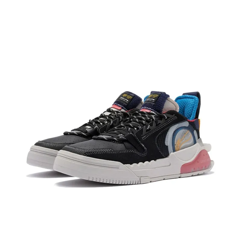 LiNing Enlightenment Slip-Resistant Cushioning Wear-Resistant Low-Top Skateboard Shoes Black Gray-2