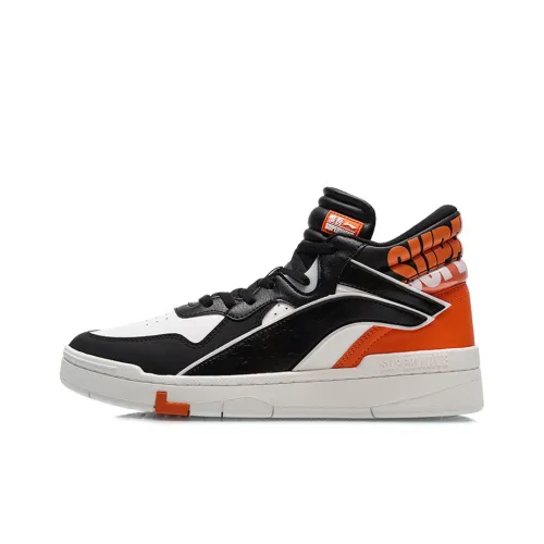 LINING Wave Skateboard Shoes Men Mid-Top Black/White/Orange