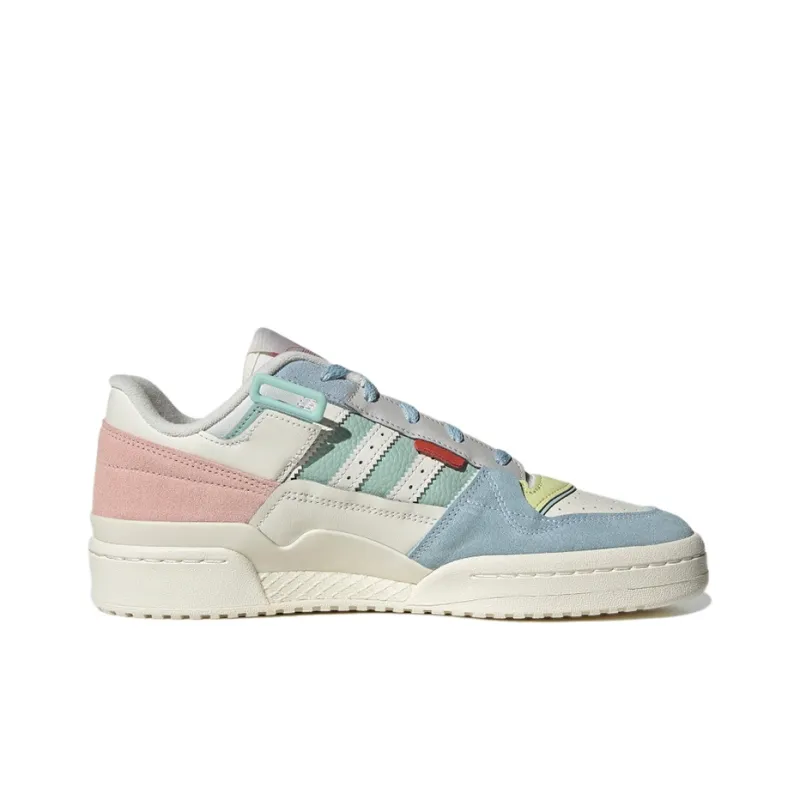 Adidas Originals Unisex Forum Exhibit Low Sneakers White/Pink/Blue-1