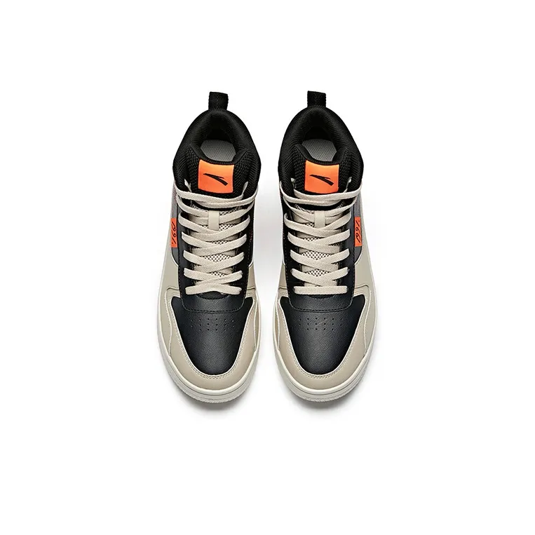 Anta Life Collection Slip-Resistant High-Top Skateboard Shoes Men's Black Gray-2