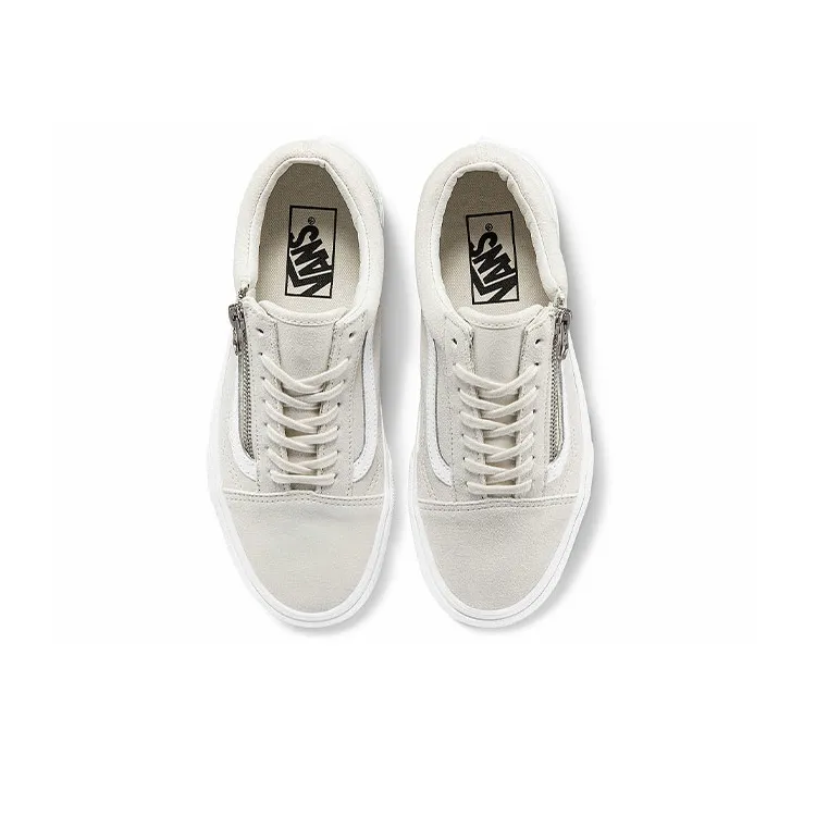 Vans Old Skool Zip Casual Low Tops Skateboarding Shoes Unisex White-2