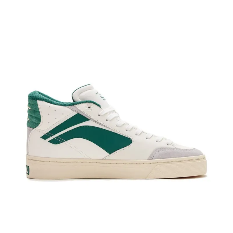 LiNing Wave 180 Coverage Anti-Slip And Wear-Resistant Lightweight Mid-Top Skateboard Shoes Men's White Green-1