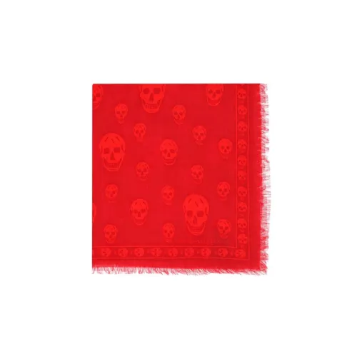 Alexander McQueen Skull Print Frayed Scarf