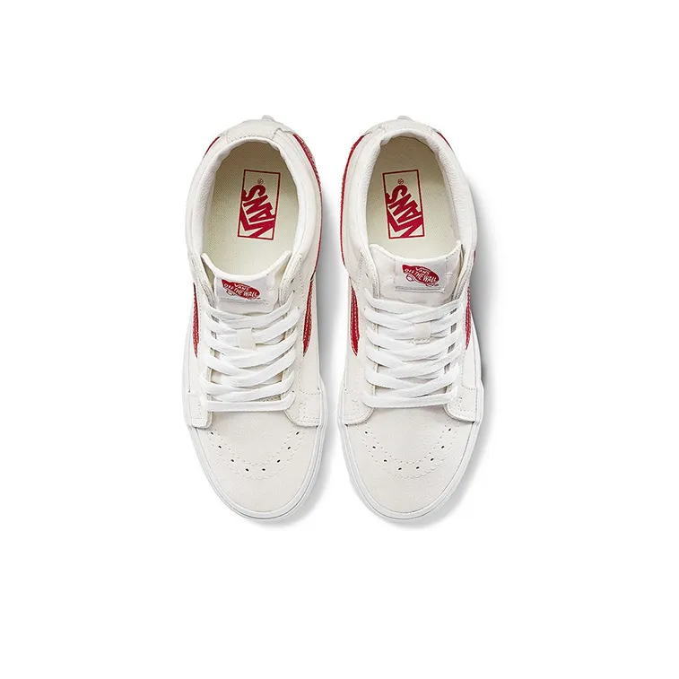 Vans SK8 Mid Stylish Lightweight Mid Top Casual Skate Shoes Unisex White Red-2