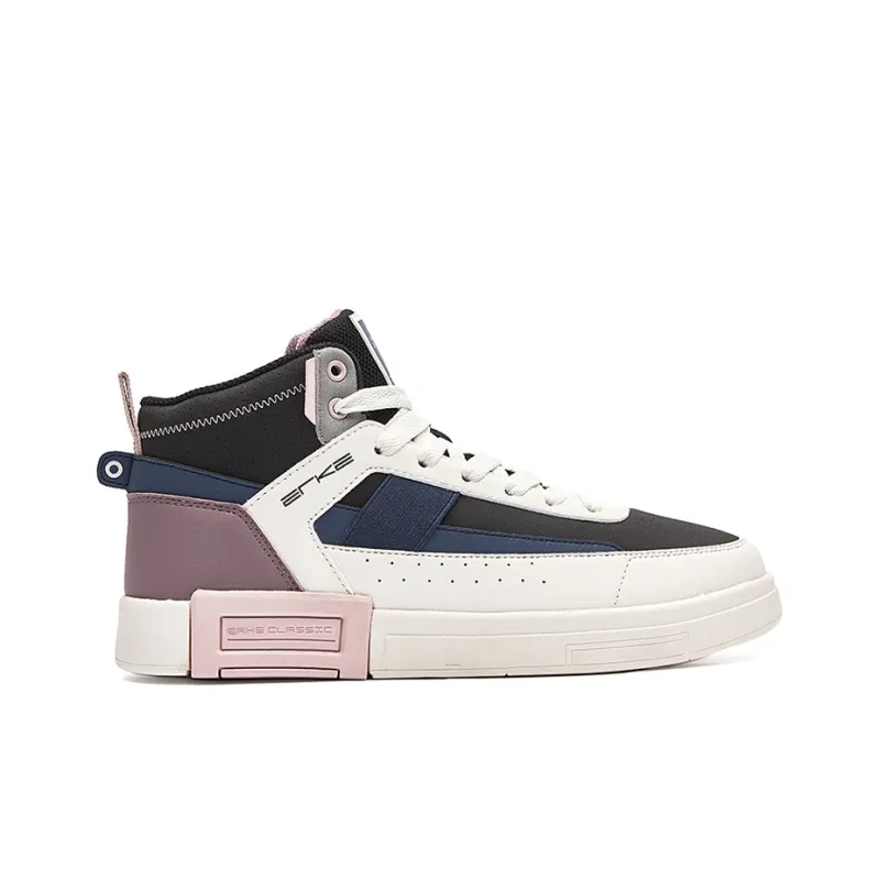 Erke Rush High Top Skateboard Shoes Women's Black Purple-1