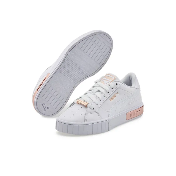 PUMA Cali Star Metallic Slip-Resistant Cushioning Wear-Resistant Low-Top Skateboard Shoes Women's White Pink-3