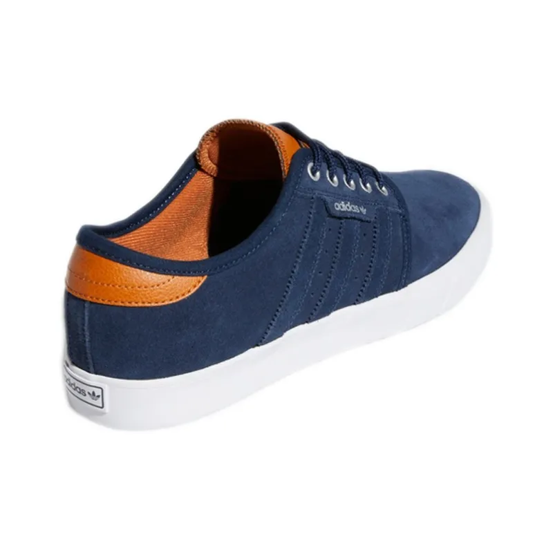 Adidas Originals Seeley Low Top Skateboard Shoes Men's Blue Brown-3